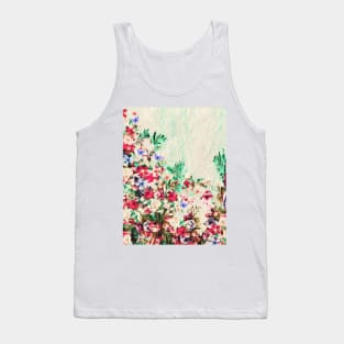 Floral and Crumpled Crepe Pattern Tank Top